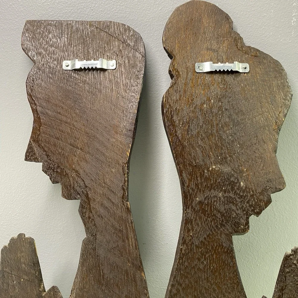 Vintage African Wooden Wall Art. Carved&Painted Teak/Ebony Wood Praying Hand 15
